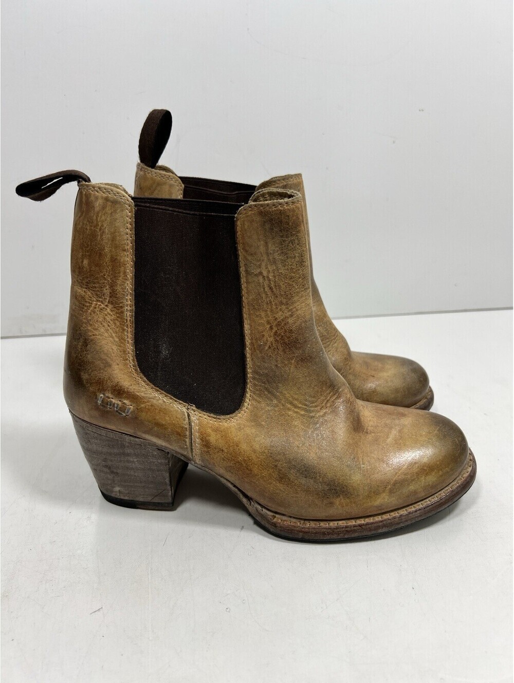 Bed Stu Cobbler Bench Series Women 6.5 Town Leather Wedge Distressed Boots